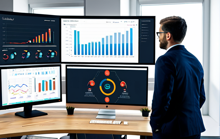 Data-Driven Decision Making**

A modern office setting, showcasing a business professional analyzing charts and graphs on a large monitor, surrounded by colleagues in a collaborative environment. The data visualizations should be clear and insightful, hinting at positive growth and ROI. Focus on conveying a sense of informed strategy and data-driven decision-making. "Safe for work", "appropriate content", "fully clothed", "professional", "perfect anatomy", "natural proportions", "high-quality render", "bright, modern office".

**