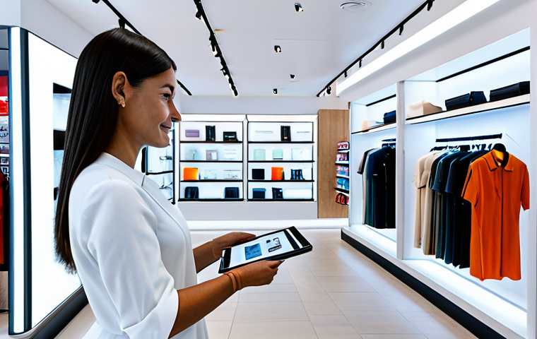 산업별 성장 구간 비교 분석 - The Future of Retail**
"A vibrant, modern retail space blending physical and digital experiences. S...